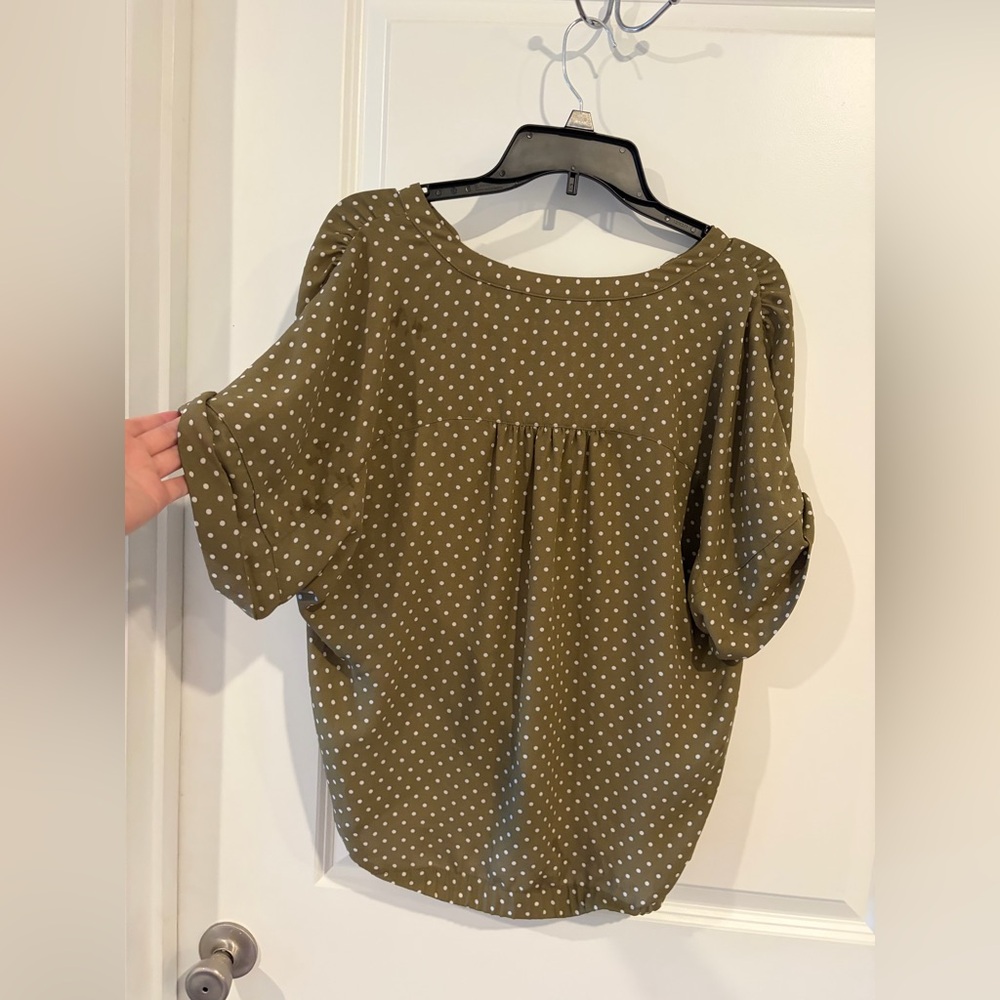 NY & Company Polka Dot Tie Front Blouse – Size L - Picture 3 of 3